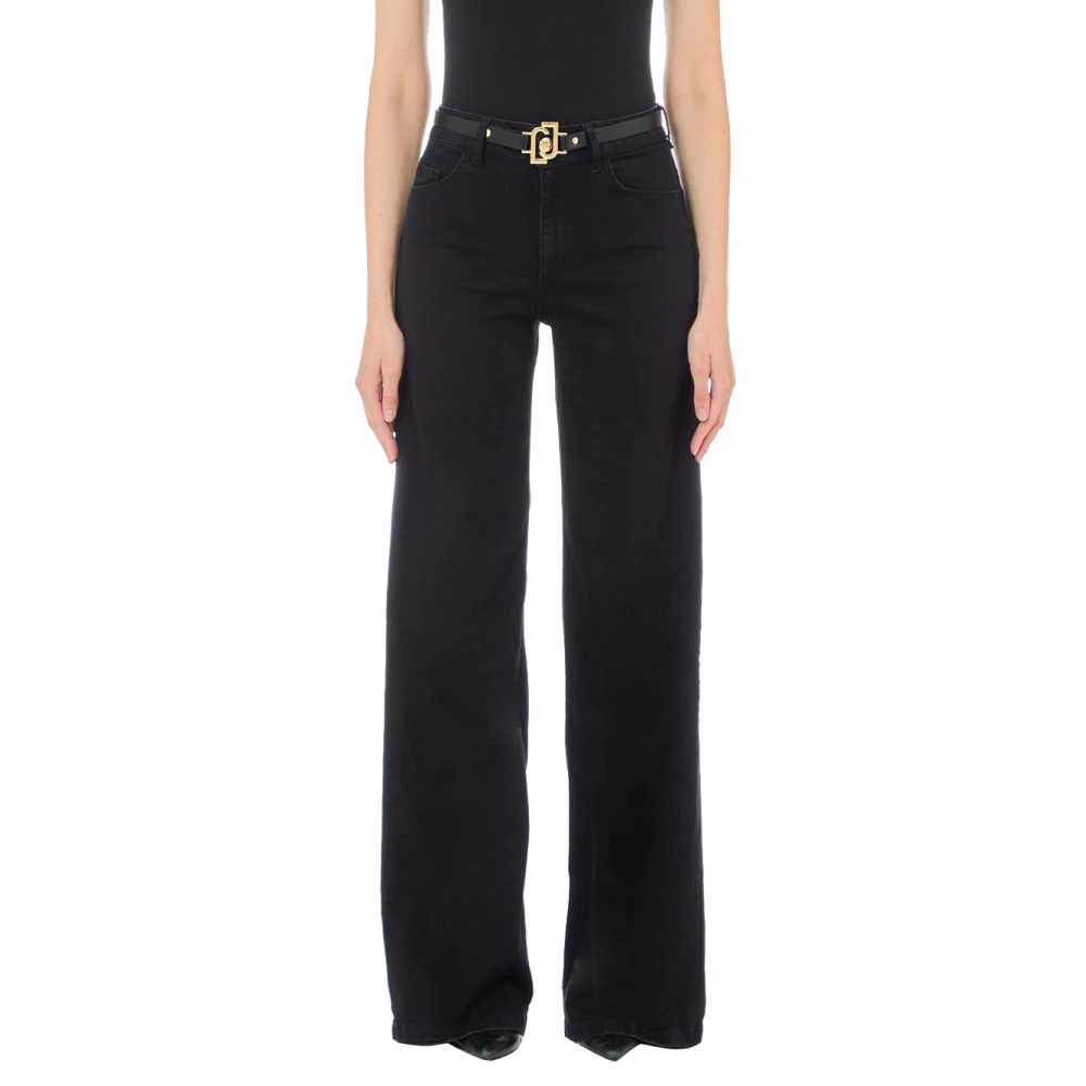 Liu Jo Wijde Riem Flare Jeans voor Vrouwen Black Dames