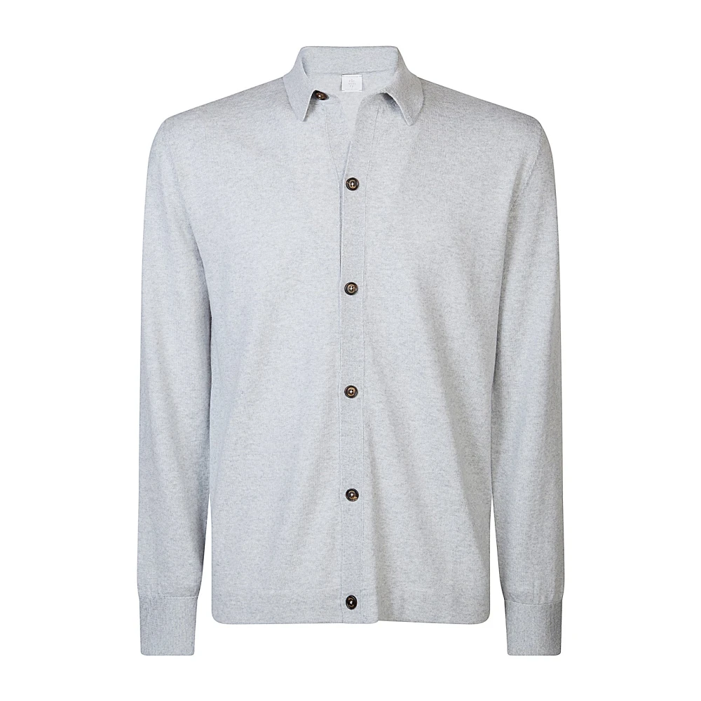 Eleventy Men's Gray Wool Knit Shirt - Cardigans - L - Knitwear