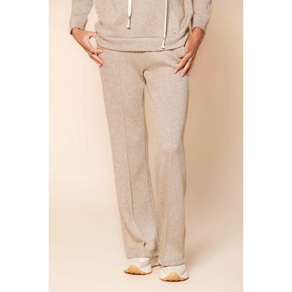 Mason's Lurex Chino Broek Straight Fit Beige Dames