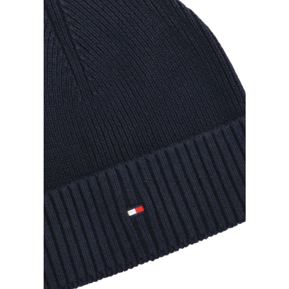 Tommy Hilfiger Blauwe Pima Katoen Vlag Beanie Blue Heren