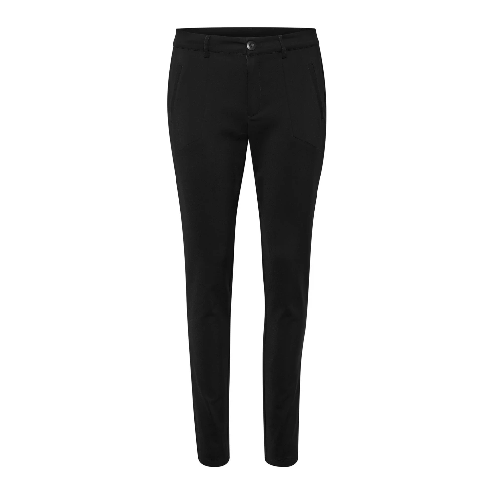 Kaffe Black Slim-Fit Trousers, Female, L, Deep Vera Pant Trousers