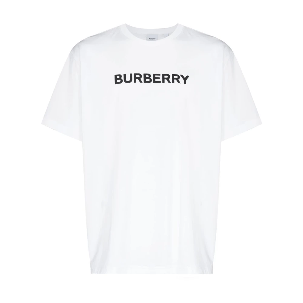 Burberry Mannelijk Wit Tops Heren, L, Katoen, T-Shirts
