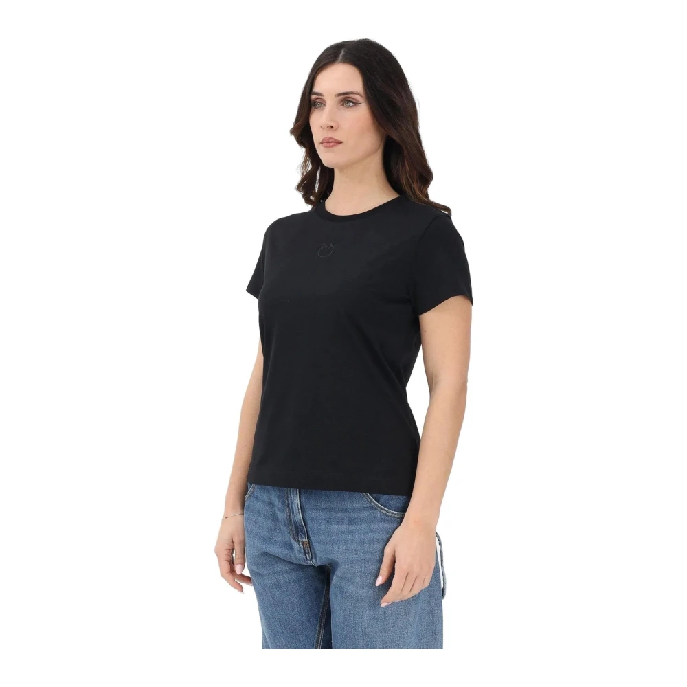 Pinko Women's Black Bussolotto T-Shirt Jersey Patc - T-Shirts - Xl - Tops