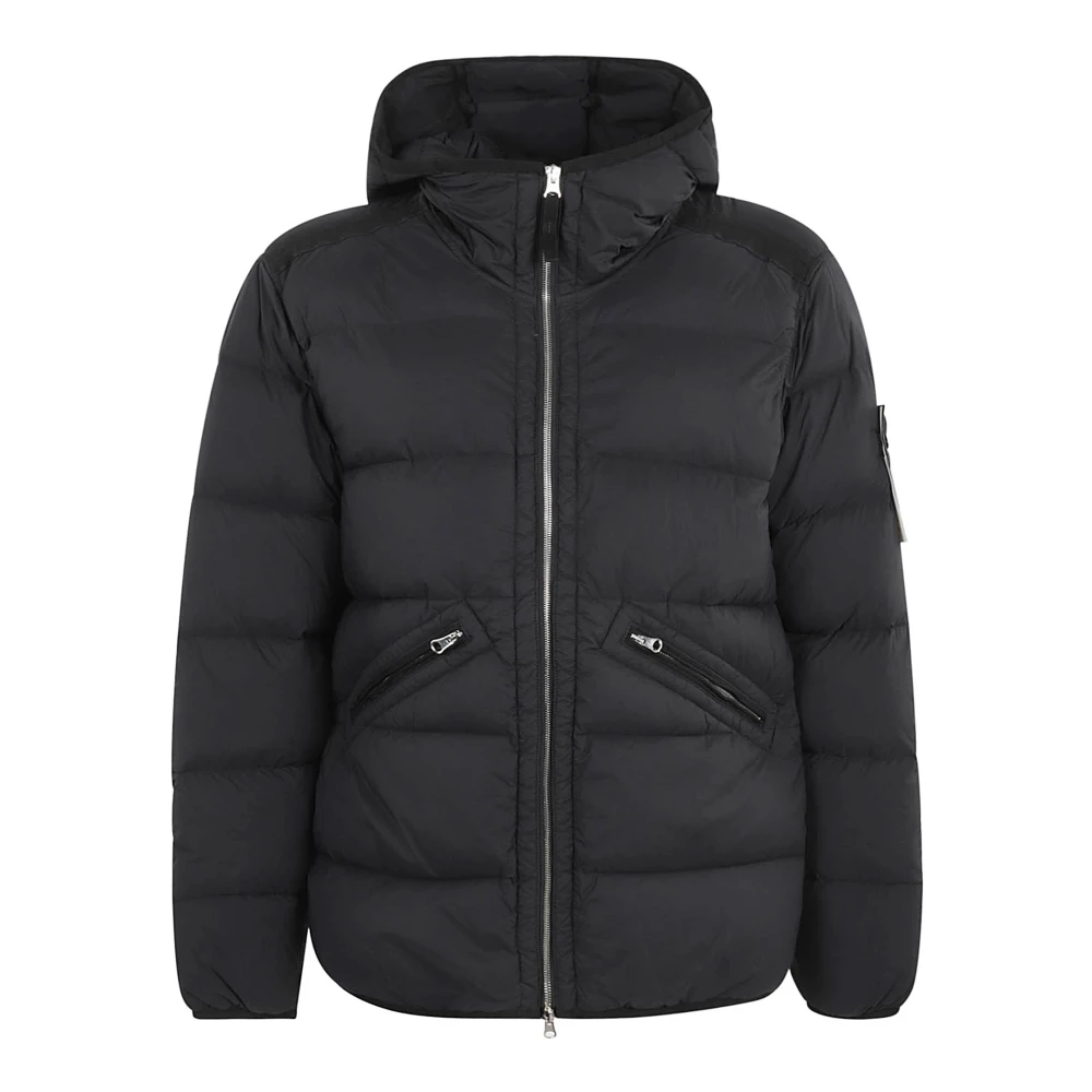 Stone Island Hooded Down Jacket Waterafstotend Black Heren