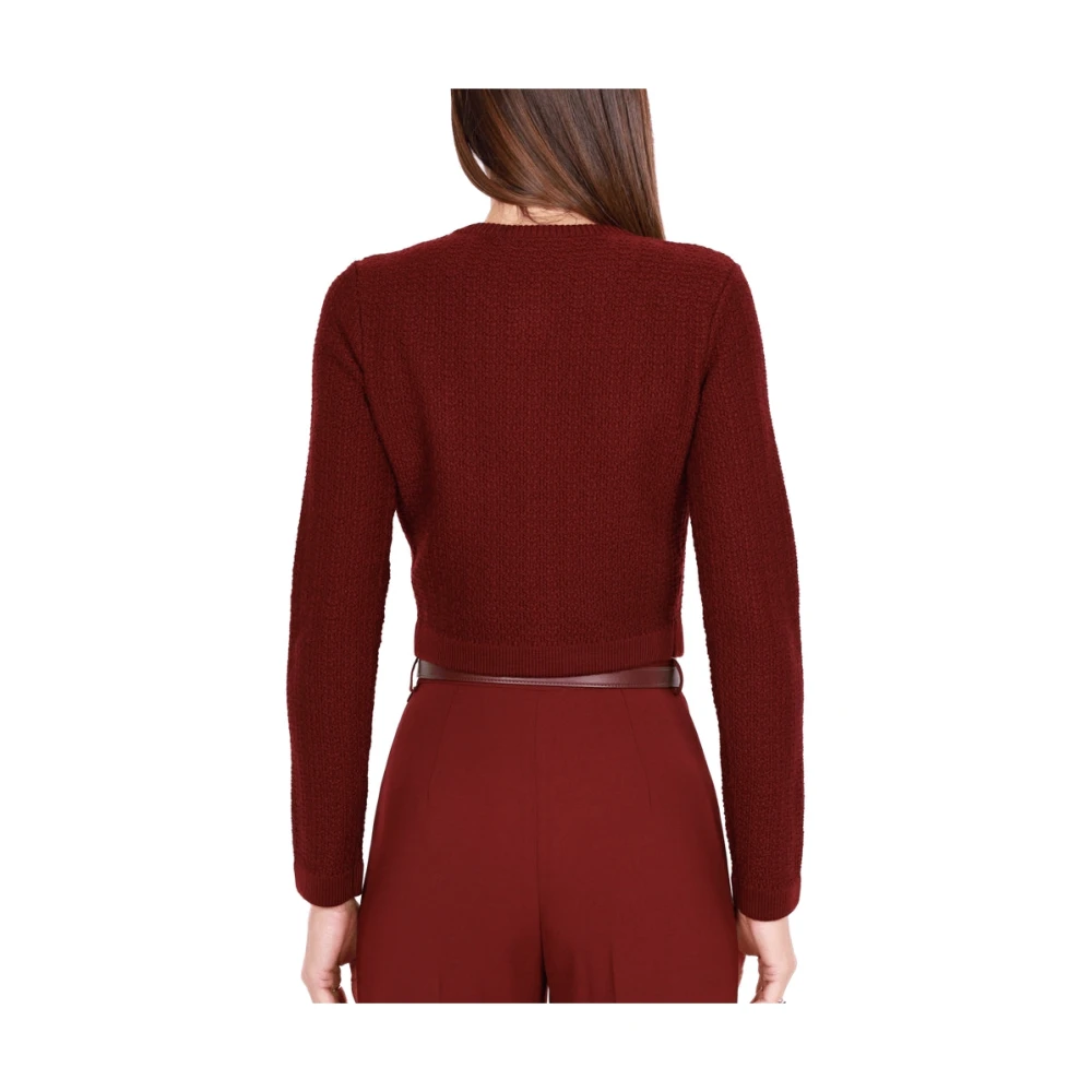 Elisabetta Franchi Bordeaux Bouclé Cardigan met kralenzakken Red Dames
