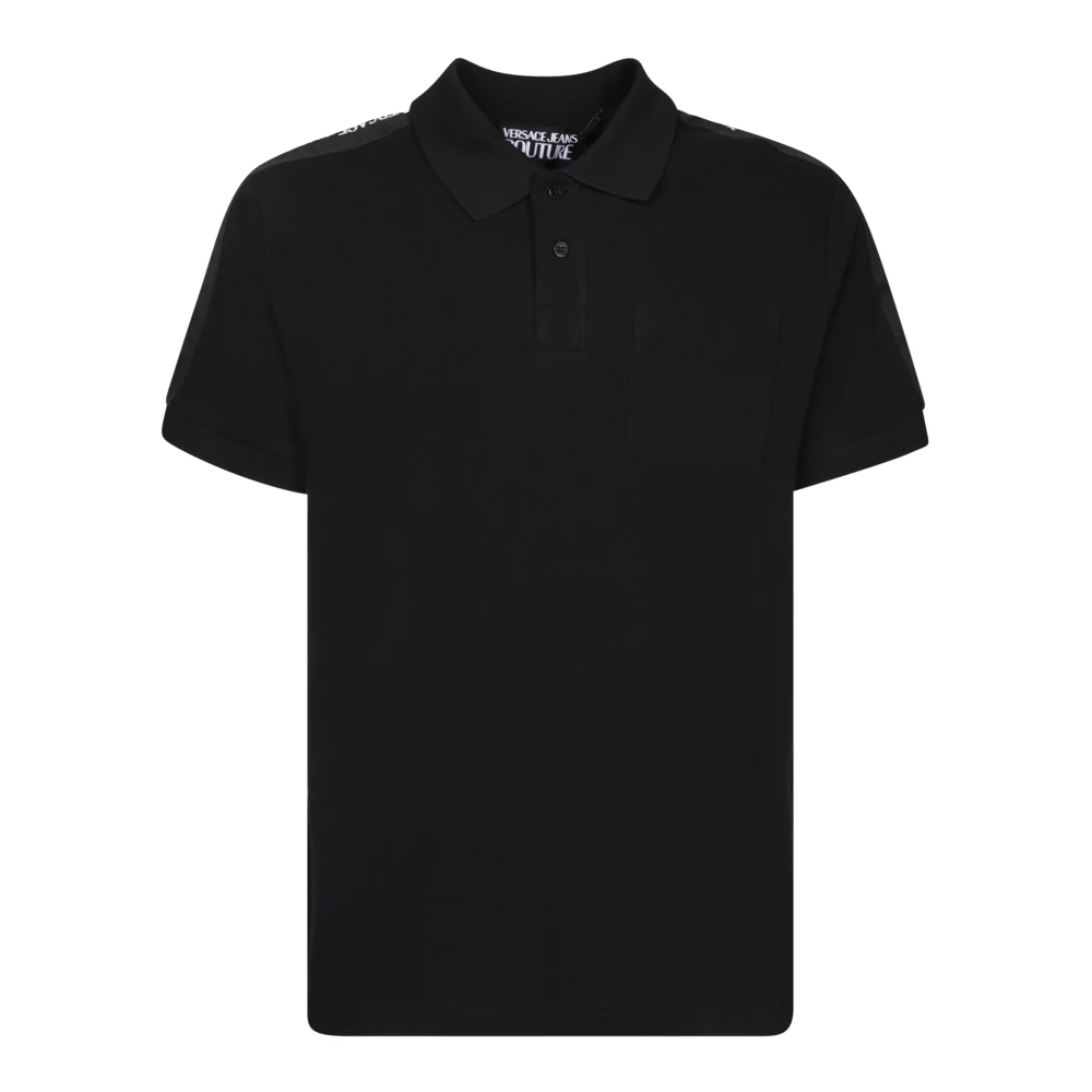 Versace Jeans Couture Zwart Logo-Tape Polo Shirt Black Heren