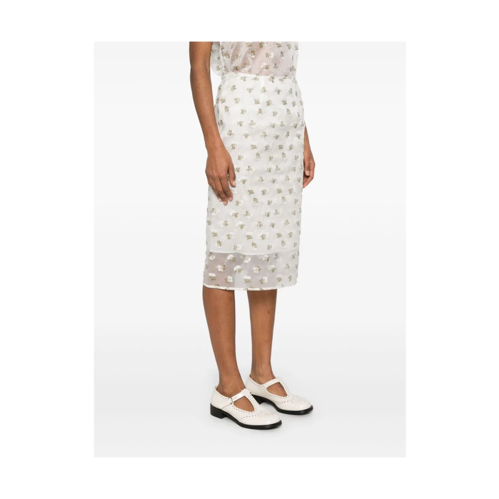 Cecilie Bahnsen Bloemen Geborduurde Witte Rok White Dames