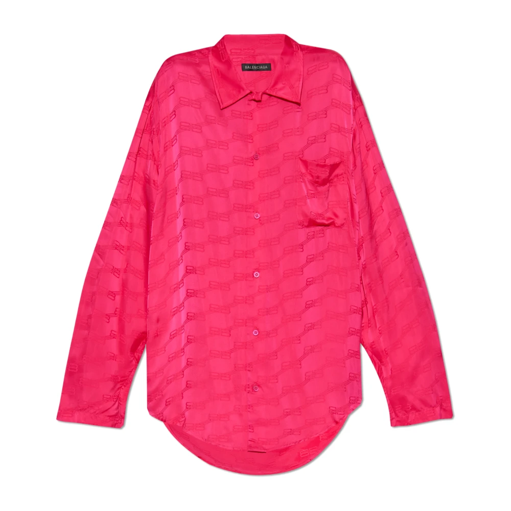 Balenciaga Losvallend overhemd met monogram Pink Dames