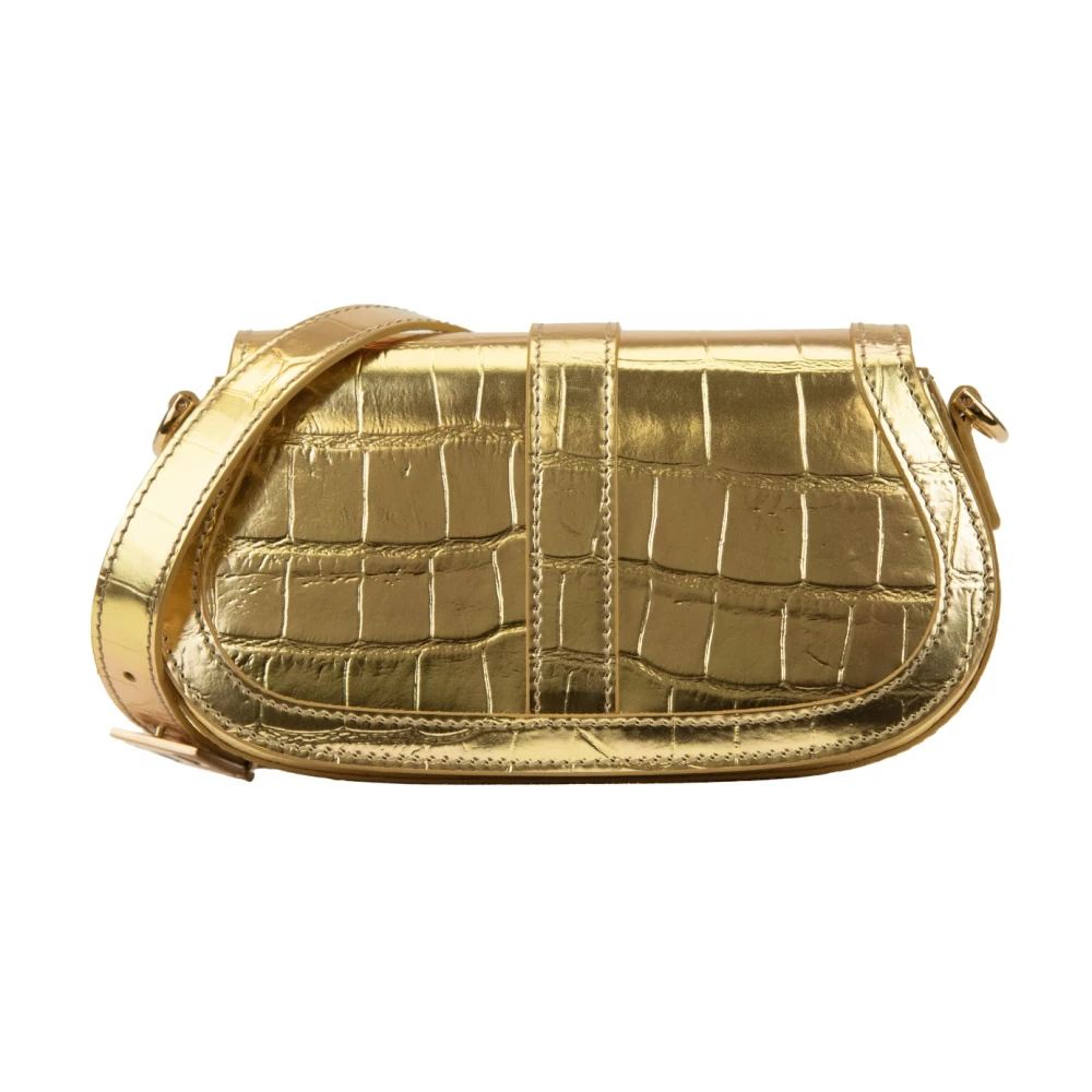 Versace Gelamineerde leren handtas met magneetknoop Yellow Dames
