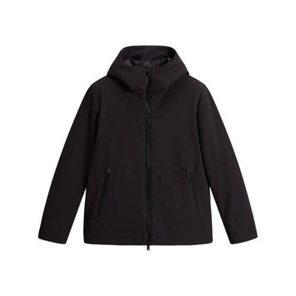 Woolrich Men's Black Stretch Jacket With Zip Fastening - Light Jackets - S - Jackets
