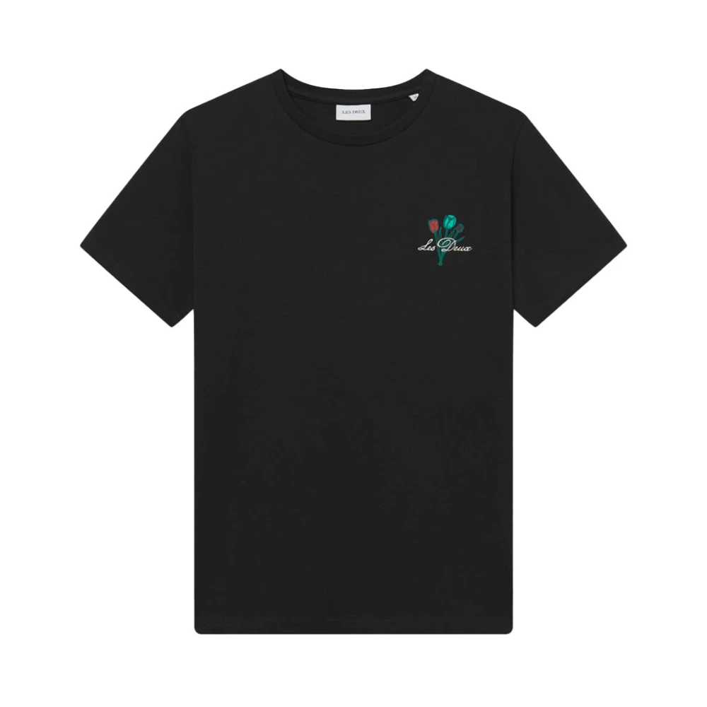 Les Deux Café T-shirt met Italiaanse print Black Heren