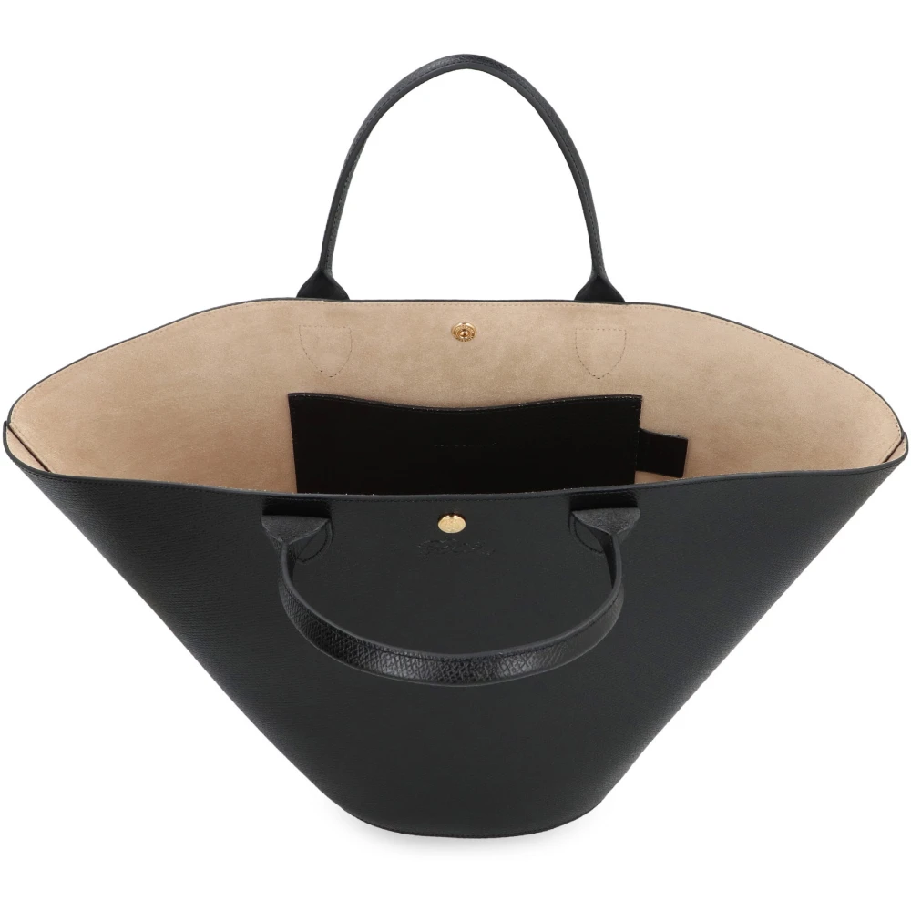 Longchamp Gladleren tas Black Dames