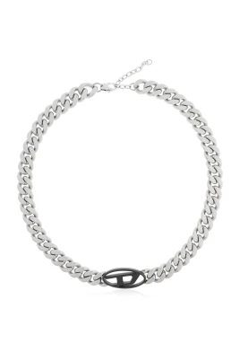 Tvåfärgat halsband med kedja i rostfritt stål