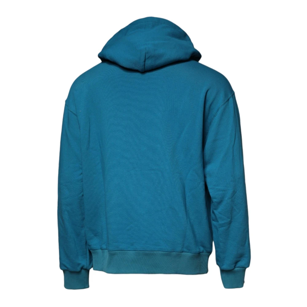 Dolce & Gabbana Blauwe Katoenen Logo Rits Hoodie Blue Heren