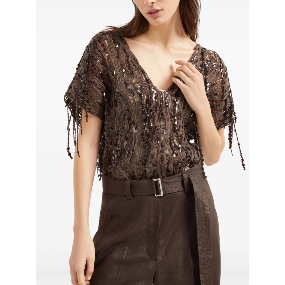 BRUNELLO CUCINELLI Bruine Broek Elegante Stijl Brown Dames