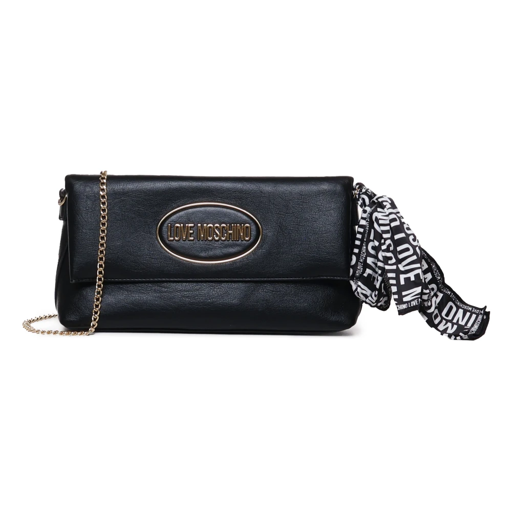 Love Moschino Zwarte Schoudertas met Decoratieve Sjaal Black Dames