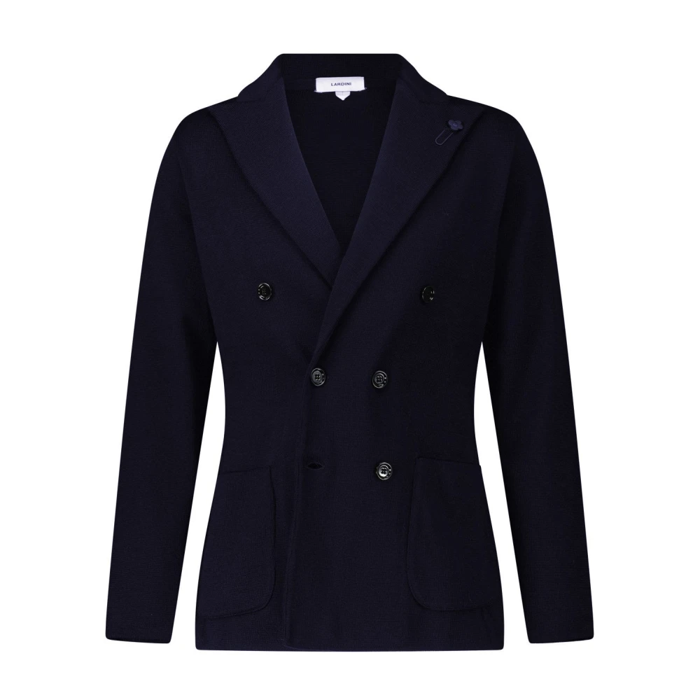 Lardini Dubbelrijige Gebreide Blazer Blue Heren