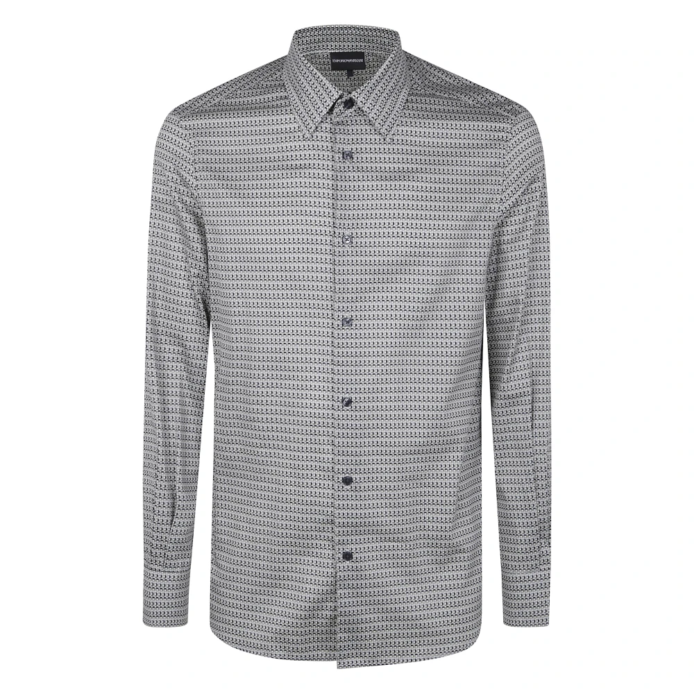 Emporio Armani Casual Katoenen Overhemd voor Mannen Gray Heren
