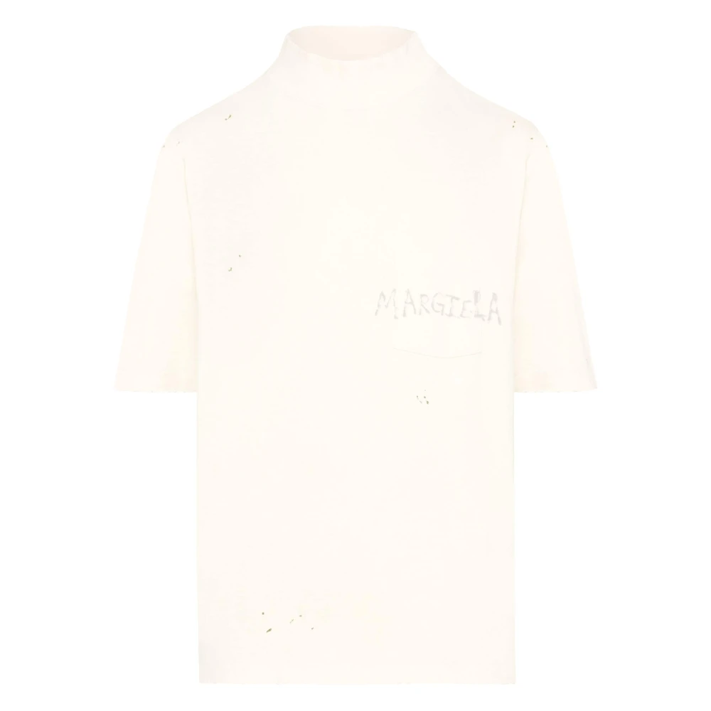 Maison Margiela Handgeschreven Print Turtleneck T-shirts en Polos White Heren