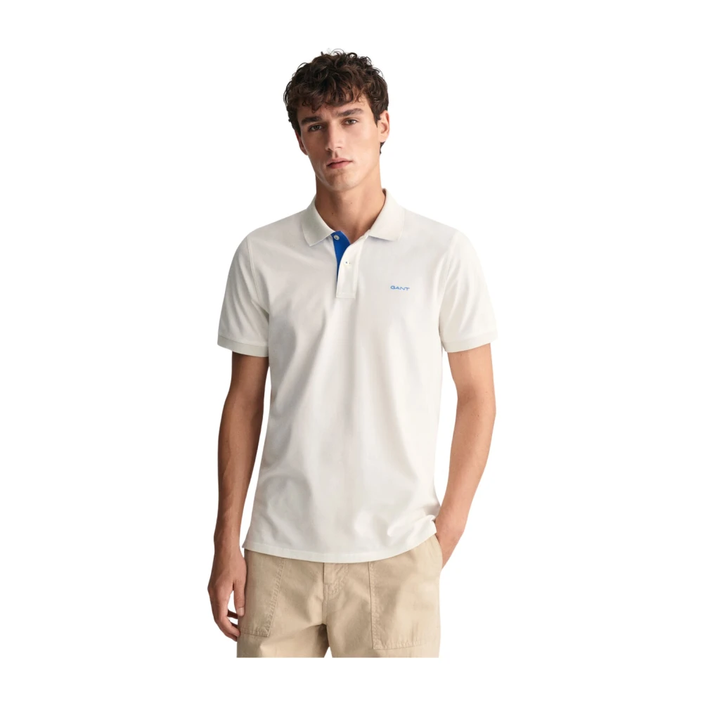 Gant Stretch Katoenen Polo Shirt Regular Fit White Heren