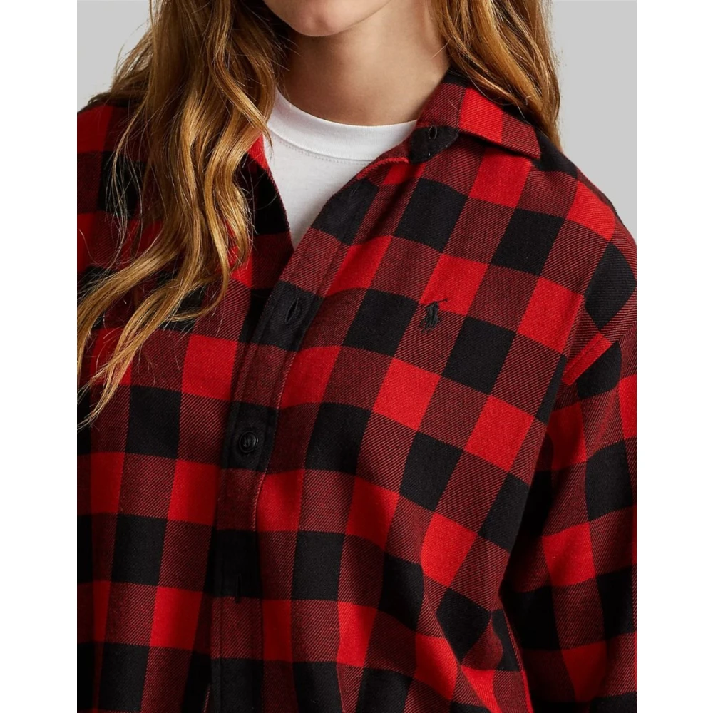 Polo Ralph Lauren Relaxed Fit Geruite Shirt Rood Multi Red Dames