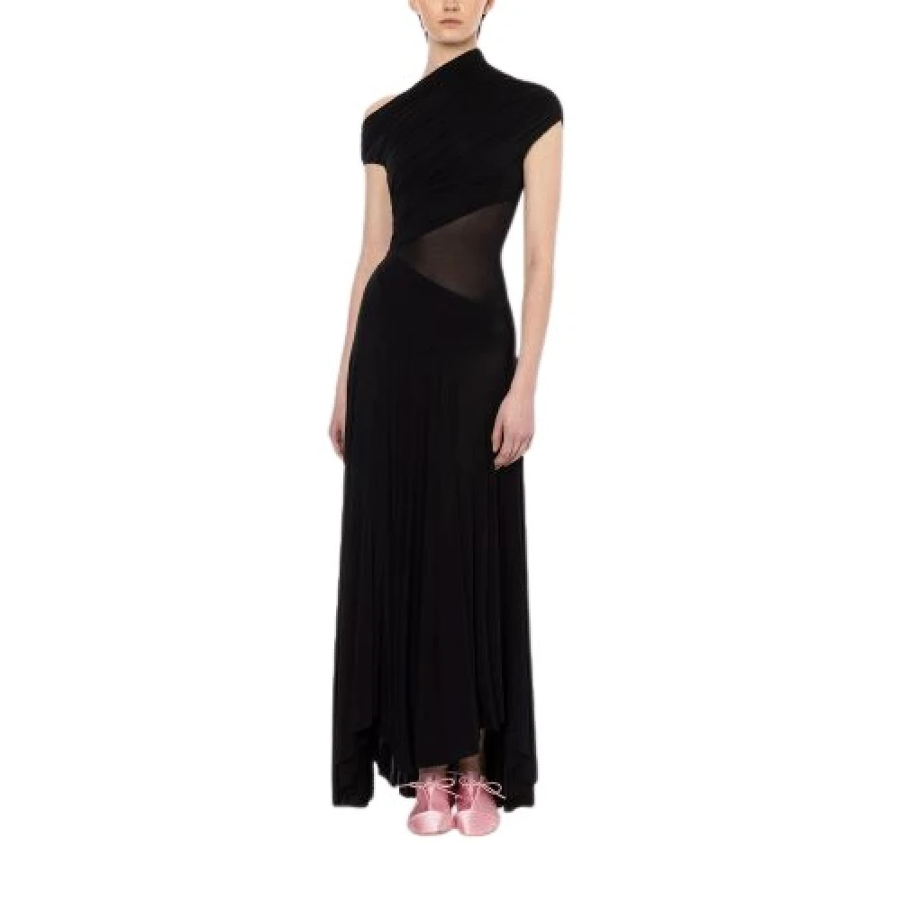 Philosophy di Lorenzo Serafini Asymmetrische Zwarte Lange Jurk Black Dames