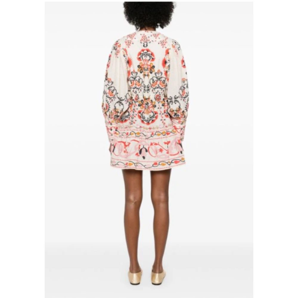 Farm Rio Amandel Beige Trekkoord Jurk Multicolor Dames