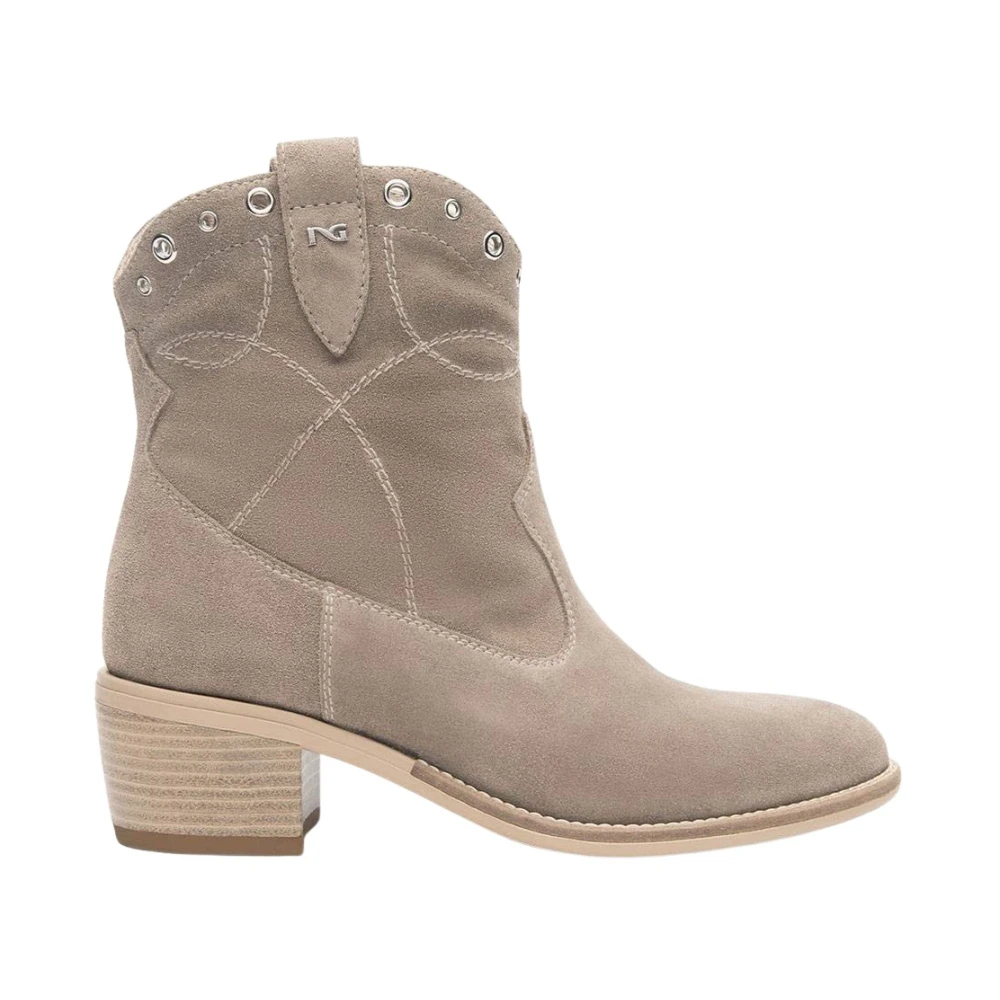 Nerogiardini Women's Beige Cowboy & Biker Boots, 3 Uk, Black Suede Cowboy Boot