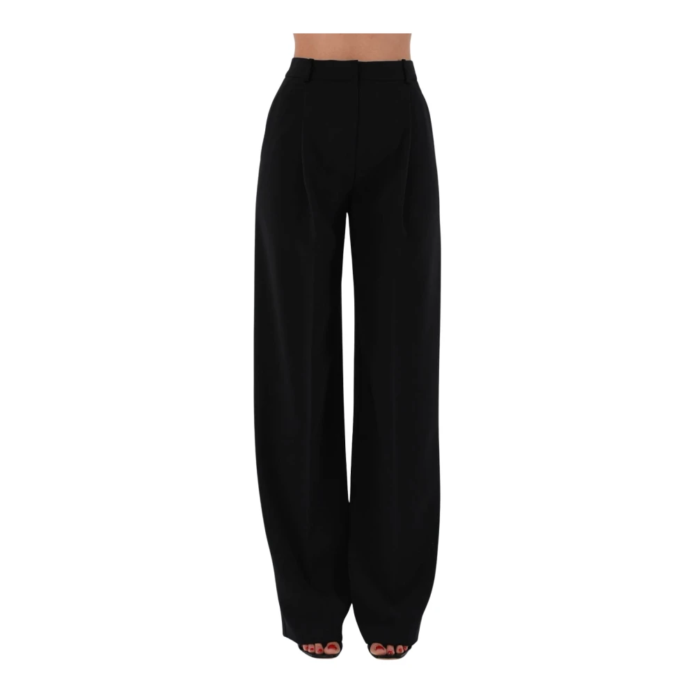 Elisabetta Franchi Crepe broek met satijndetails Black Dames