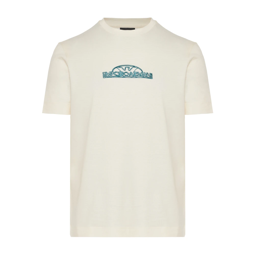 Emporio Armani Katoenen T-shirt met 3D Design White Heren