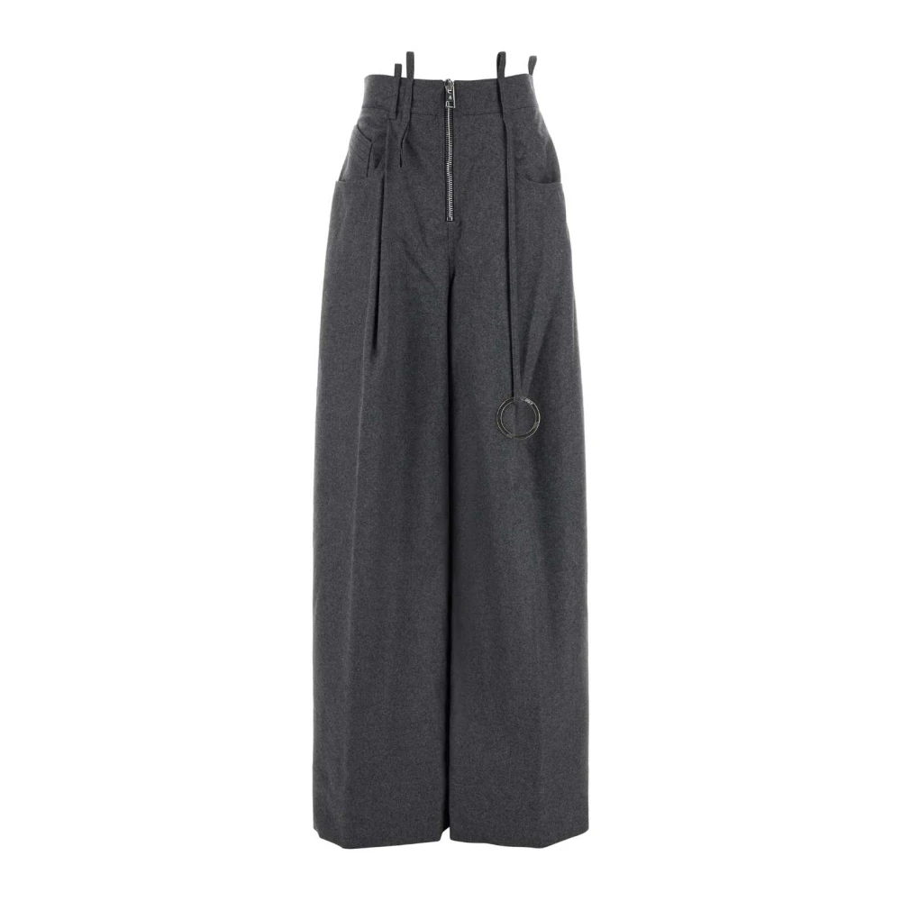 The Attico Donkergrijze wollen palazzo broek Gray Dames