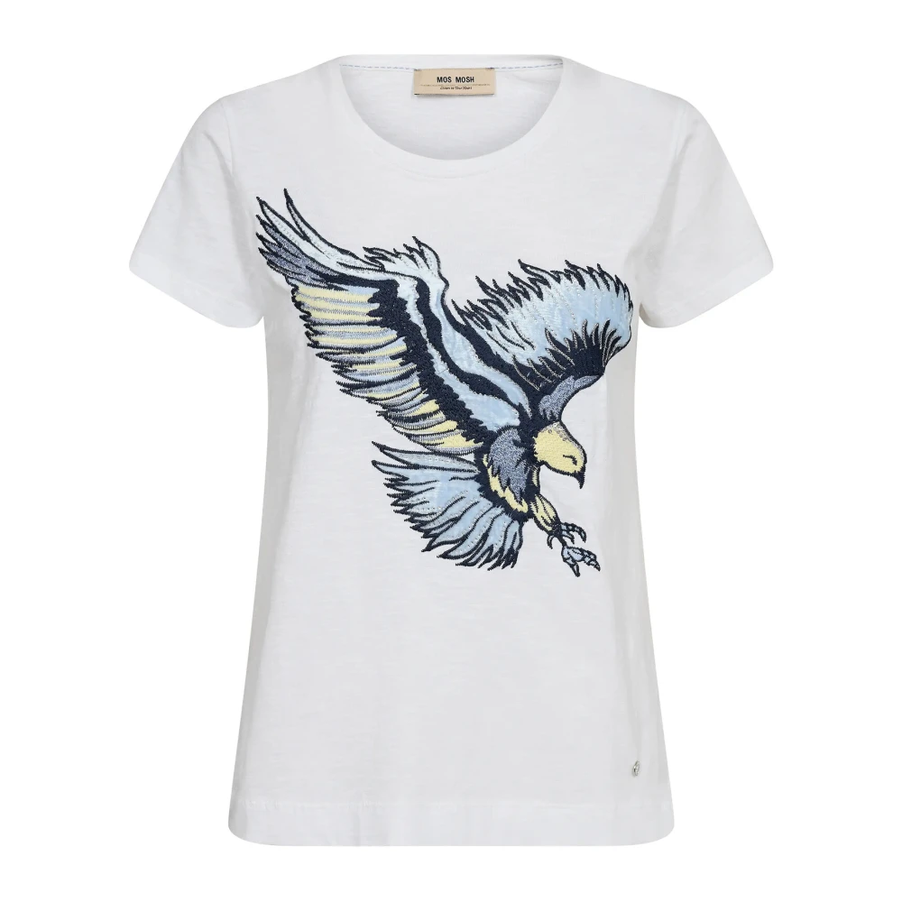 MOS MOSH Geborduurde Eagle Tee Top Wit White Dames