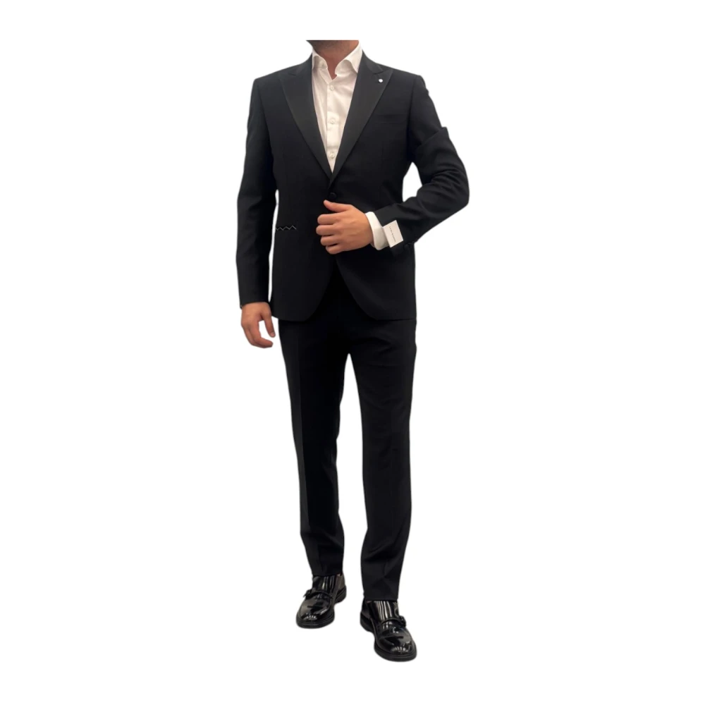 Luigi Bianchi Mantova Elegant Smoking Suit Black Heren