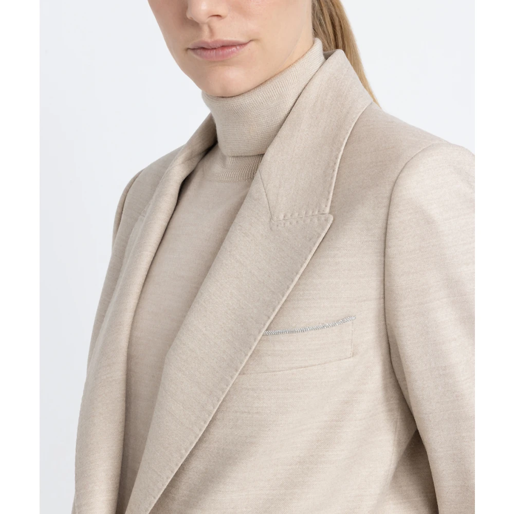 PESERICO Loro Piana enkelborst comfort wollen jaspé blazer Beige Dames