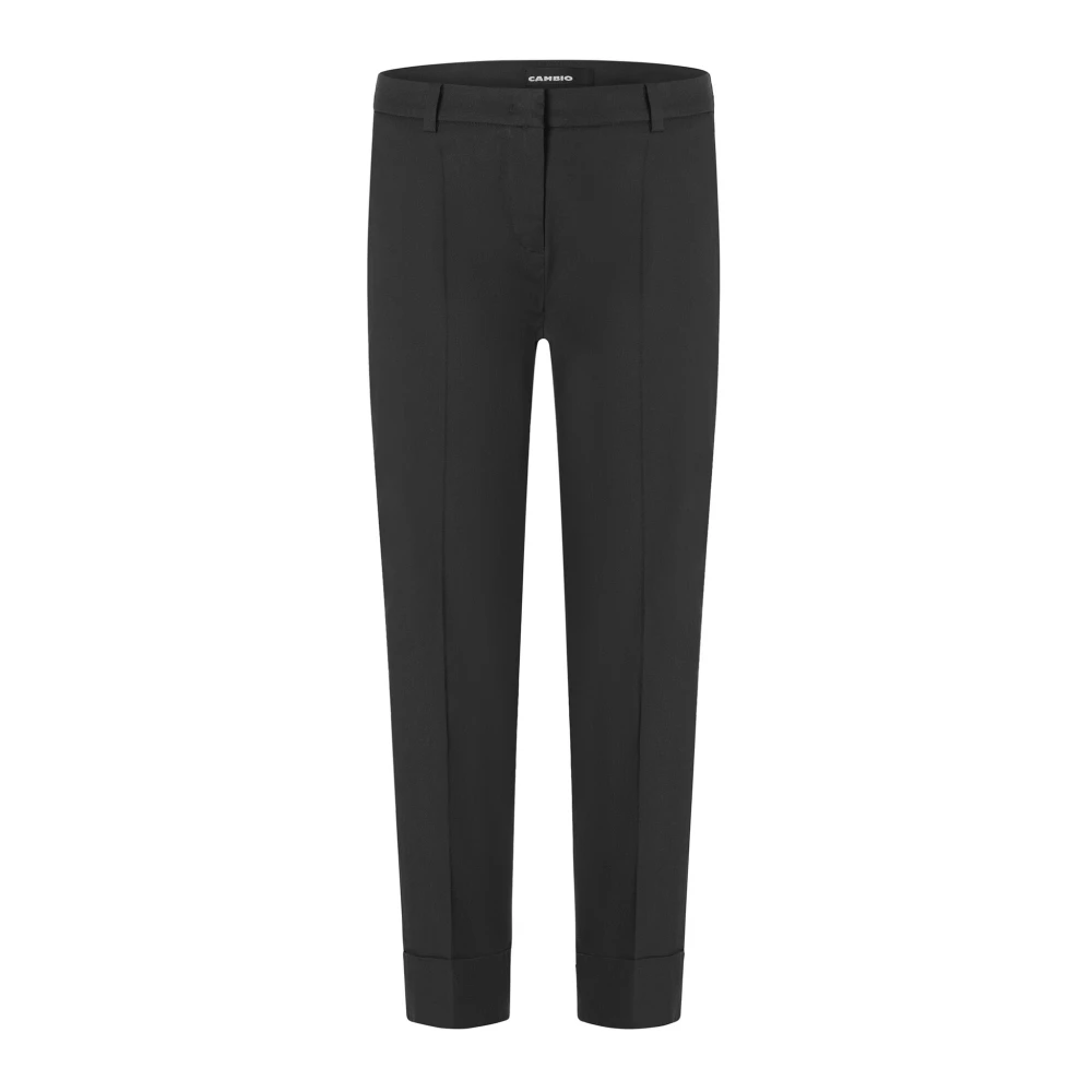 Cambio Women's Black Cropped Trousers With Pressed Creases
