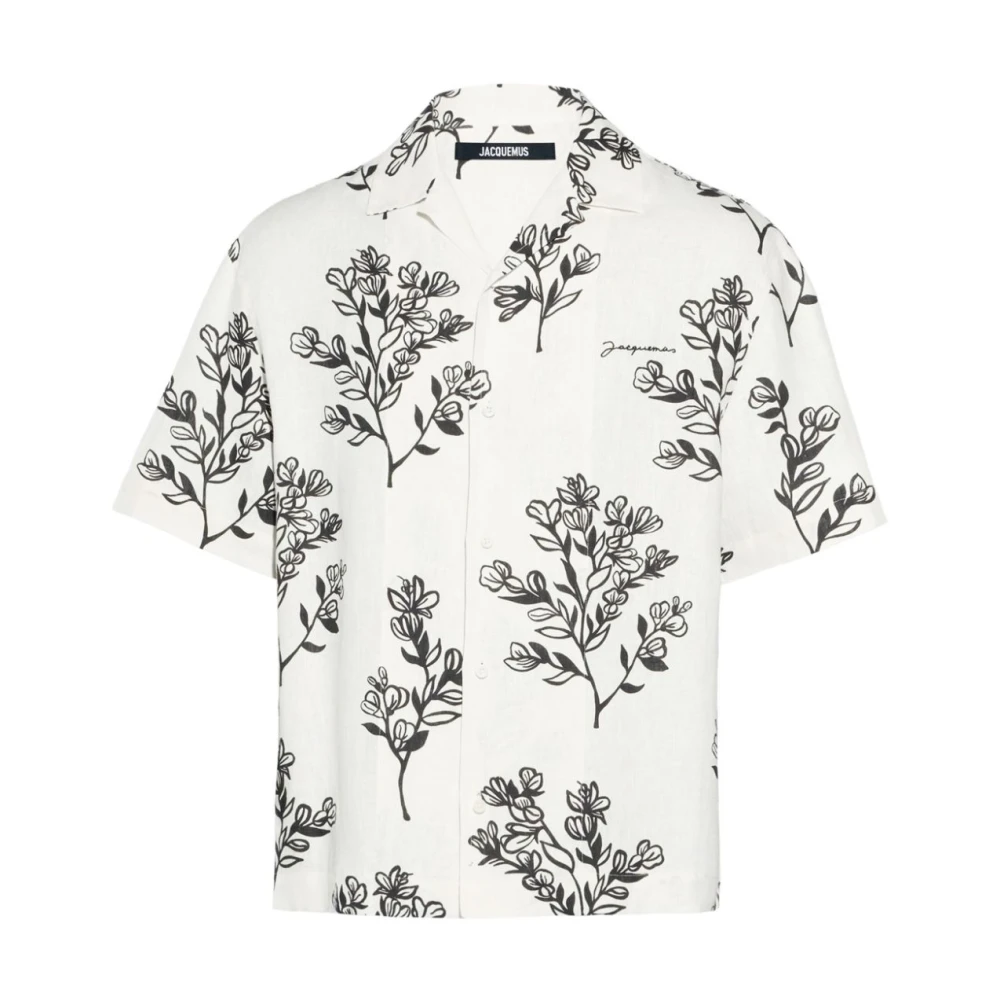 Jacquemus Bloemenprint Camp Kraag Shirt White Heren