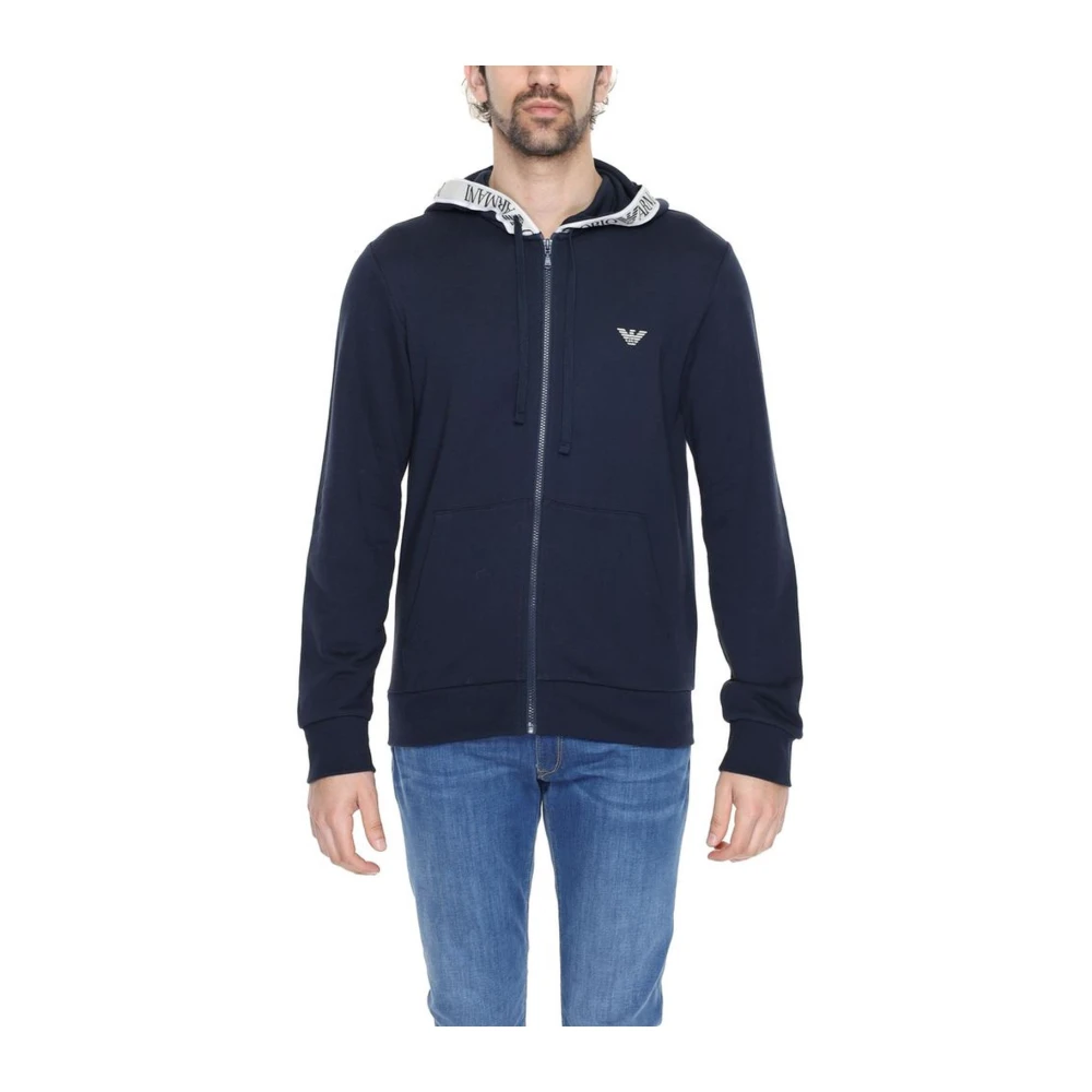 Emporio Armani Katoenmix Hoodie Sweater Blue Heren