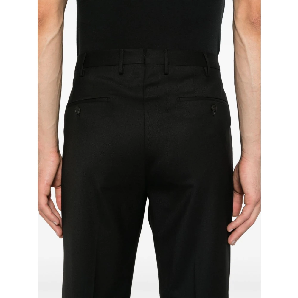 Incotex Zwarte Wol Stretch Slim Broek Black Heren