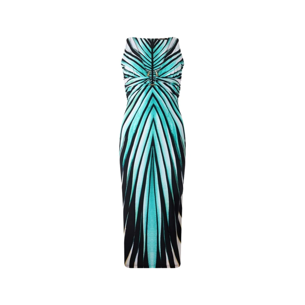 Roberto Cavalli Blue Sea Print Midi Dress V-Neckline - Female - Midi Dresses - Xs - Dresses