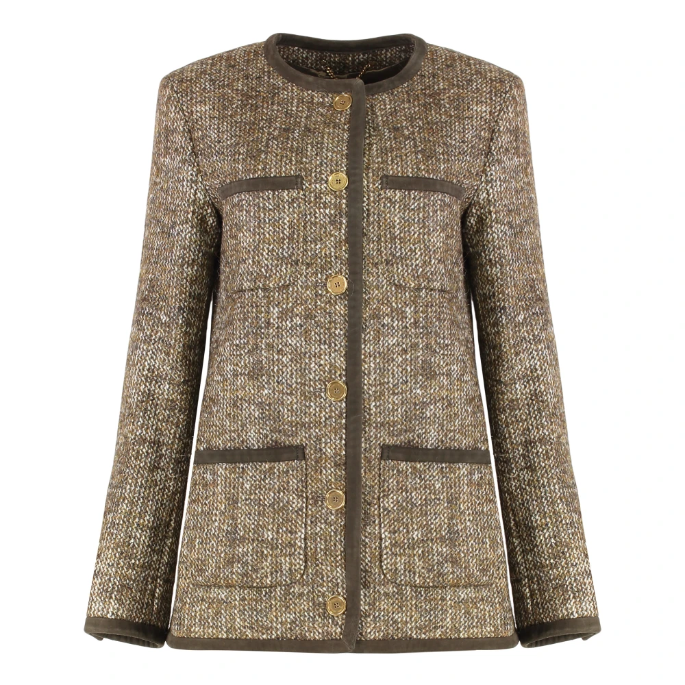 Golden Goose Women's Brown Tweed Jackets, S, Wool Tweed Jacket
