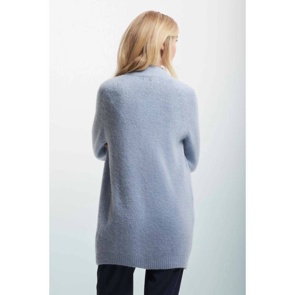 Kocca Alpaca Blend Lang Vest Oversized Design Blue Dames