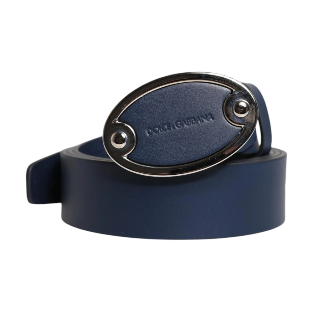 Dolce & Gabbana Men's Blue Classic Metal Logo Buckle Belt Medium