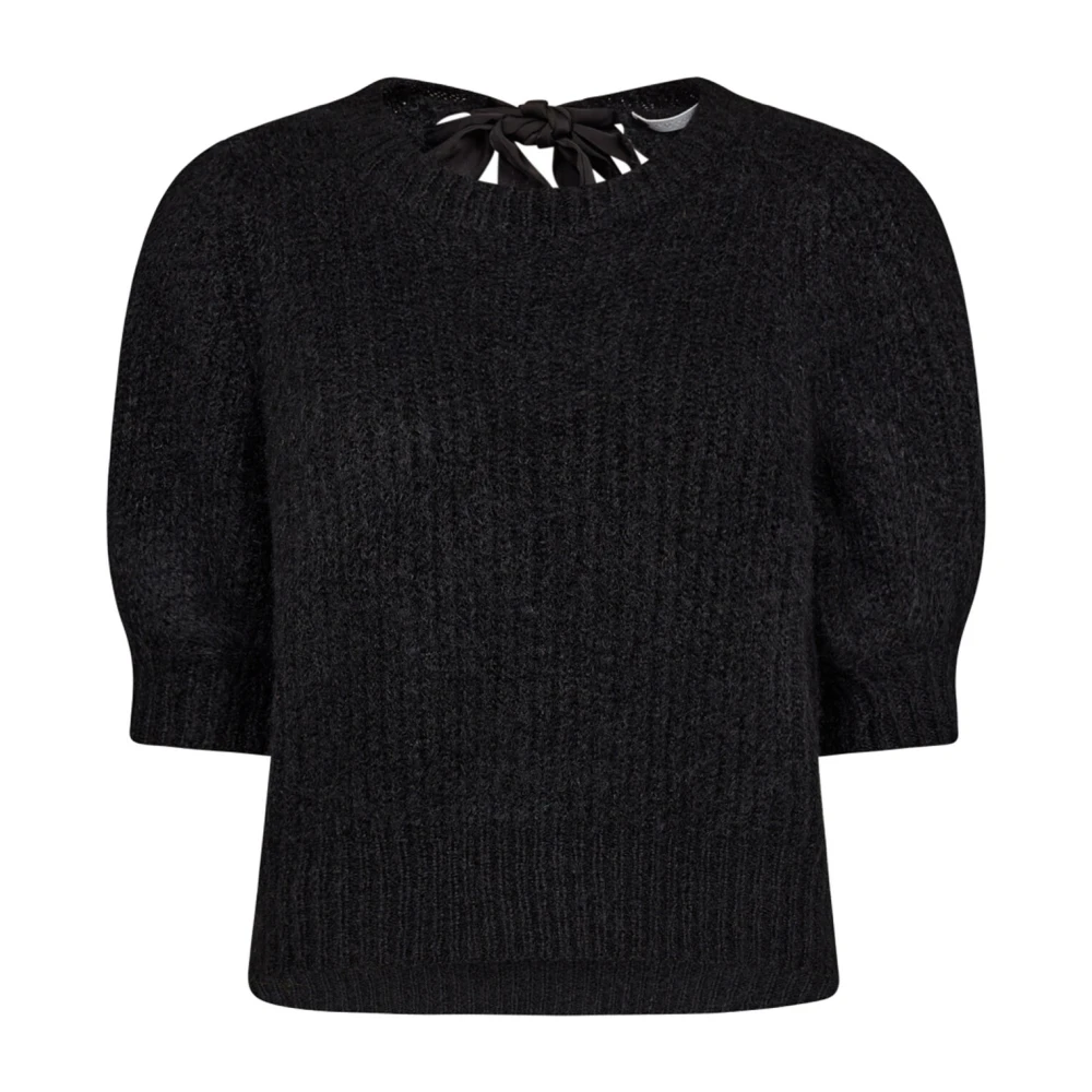 Co'Couture Bow Rib gebreide trui Black Dames