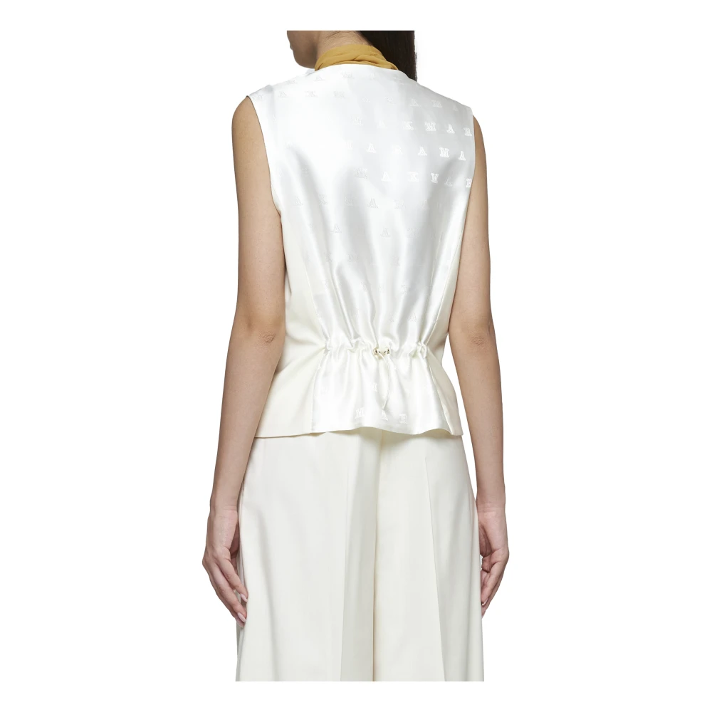Max Mara Vanilla-tone Vest met Logo Motif Beige Dames