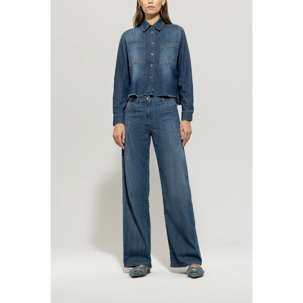 LUISA CERANO Authentieke Wideleg Denim Broek Blue Dames