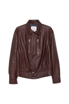 brown-leather-outerwear-with-zip-and-button-fastening
