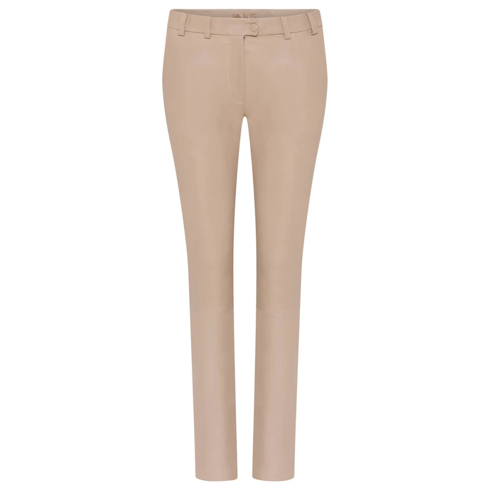 Gustav Stretch leren broek Beige Dames