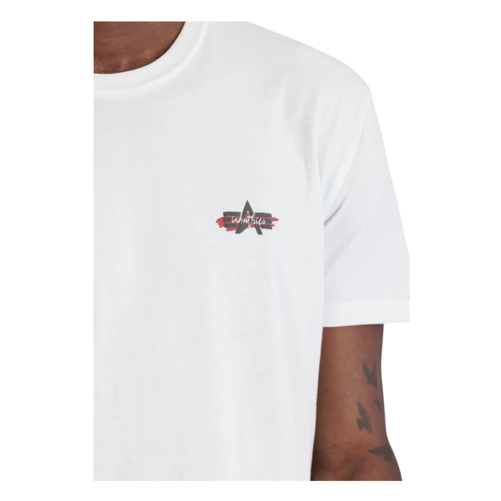 alpha industries Katoenen T-shirt Handtekening Puff Print White Heren