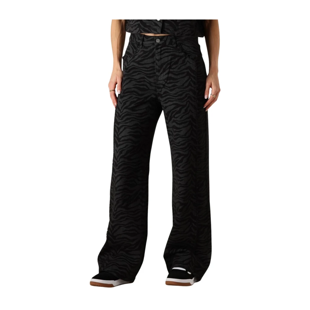 Refined Department Antraciet Payton Zebra Print Broek Gray Dames