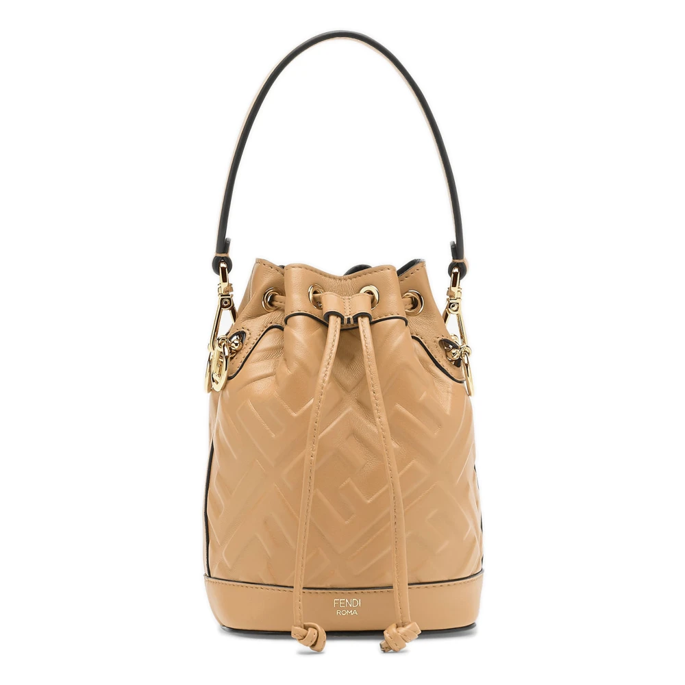 Fendi Iconische FF-motief leren tas Beige Dames